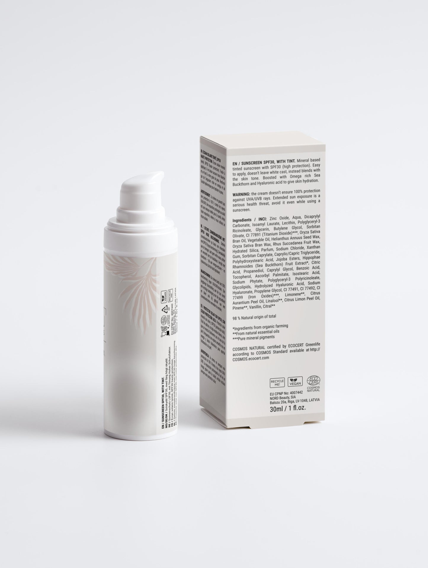 Sunscreen SPF30, with tint, 30ml